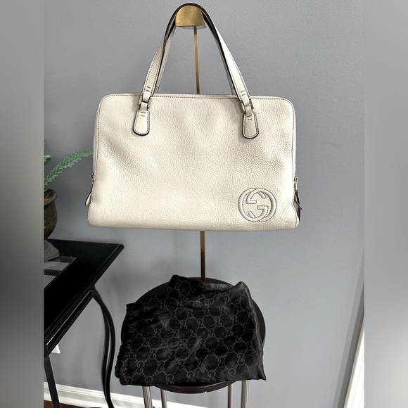 Gucci Interlocking Off-White Medium Label Bag with Dust Bag - Authentic - Picture 1 of 17